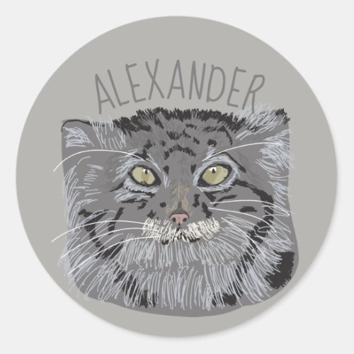 Personalized Tibetan Pallas Cat Gray Stickers