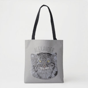 Personalized Tibetan Pallas Cat Gray Tote Bag