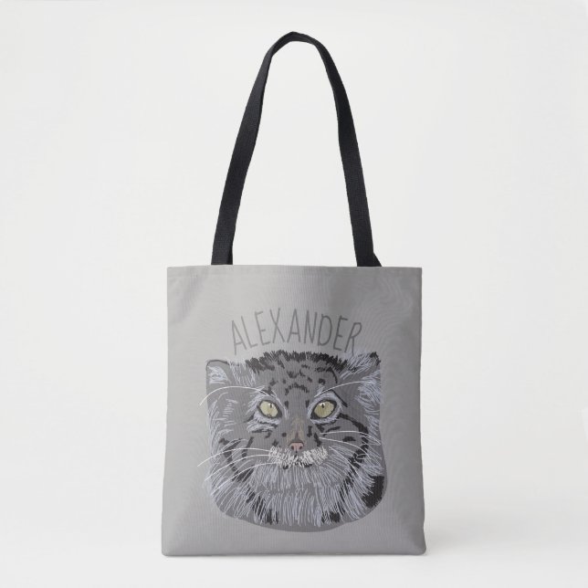 Personalized Tibetan Pallas Cat Gray Tote Bag (Front)