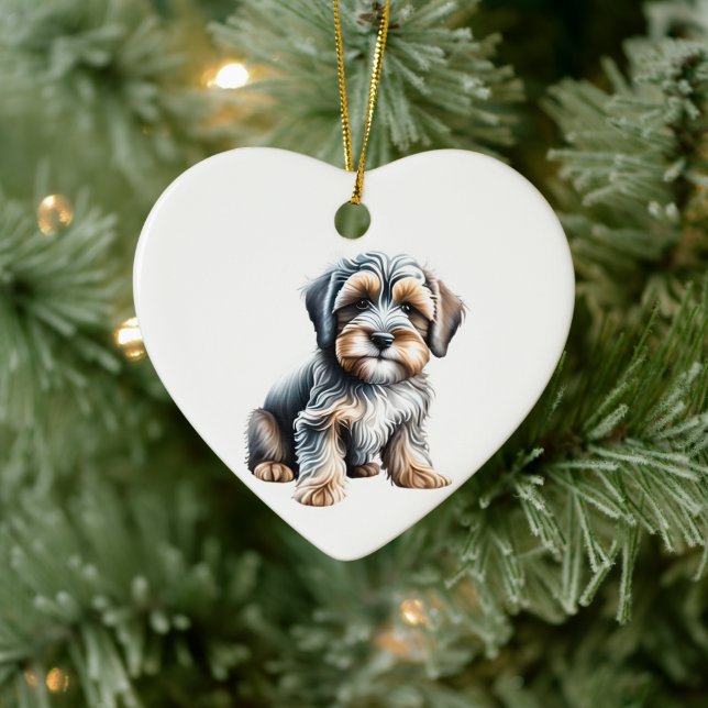 Personalized Tibetan Terrier Puppy Ceramic Ornament (Tree)