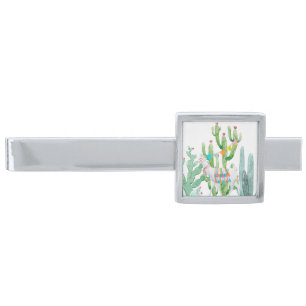 Personalized Tie Bar Boho Llama Bohemian Cacti Des