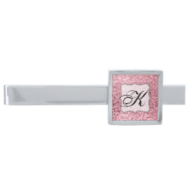 Personalized Tie Bar Rose Gold Glitter (Front)