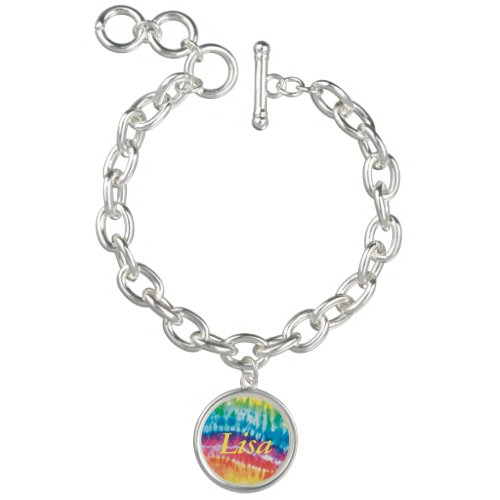 Personalized Tie Dye Charm Bracelet