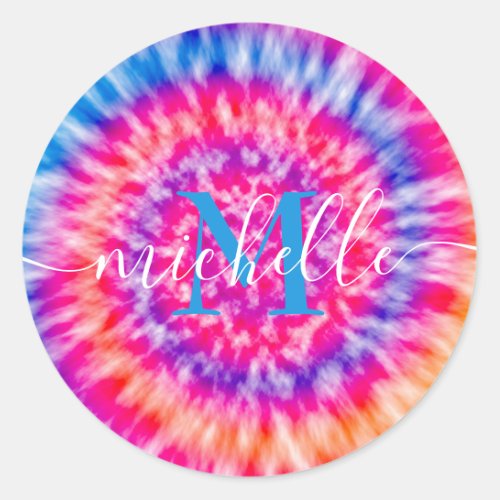 Personalized Tie Dye Classic Round Sticker