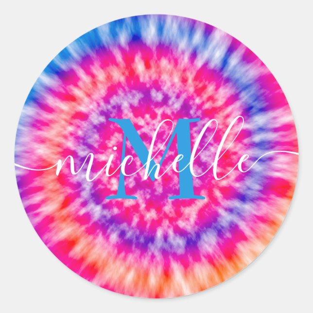 Personalized Tie Dye Classic Round Sticker (Front)