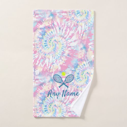 Personalized Tie Dye Colorful Tennis Monogram Hand Towel