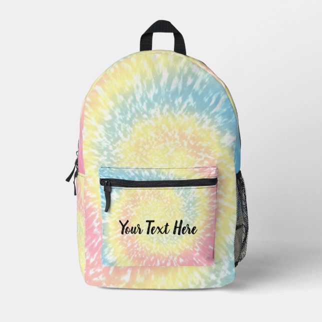 Personalized Tie Dye Hippy Swirl Printed Backpack (Front)