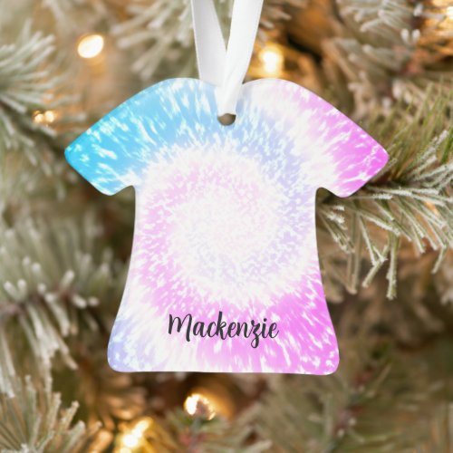 Personalized Tie Dye Hippy Swirl TShirt Christmas Ornament