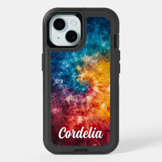 Personalized Tie Dye iPhone 15 Case with Name