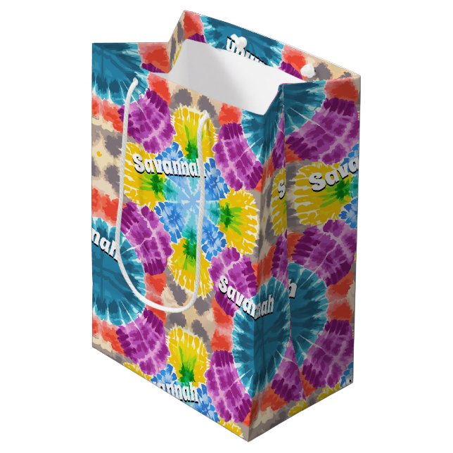 Personalized Tie-dye Medium Gift Bag (Front Angled)