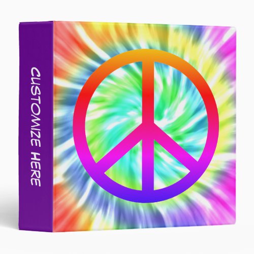 Personalized Tie Dye Peace Sign Ring Avery Binder