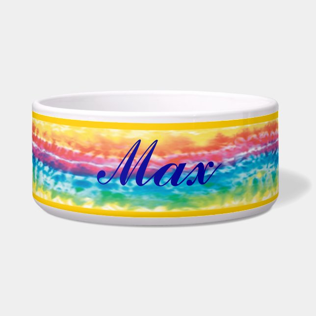 Personalized Tie Dye Pet Bowl (Front)