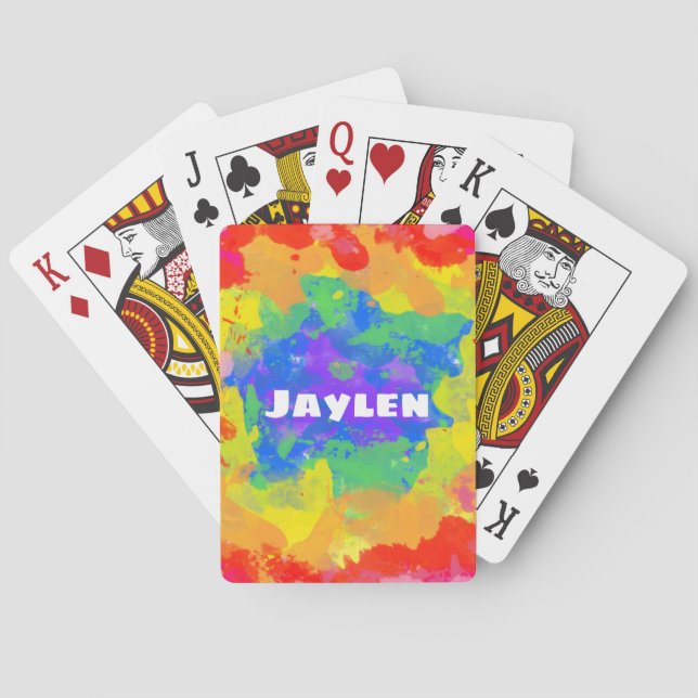 Personalized Tie Dye Rainbow Poker Cards (Back)