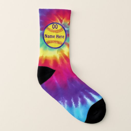 lime green tie dye softball socks