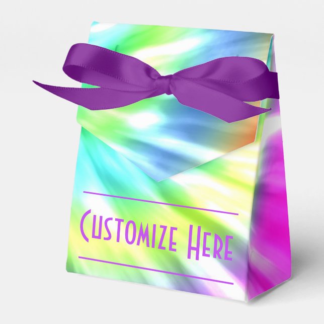 Personalized Tie Dye Tent Favor Box (Front Side)