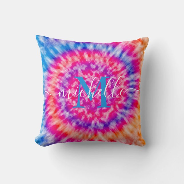 Personalized Tie Dye Throw Pillow (Front)