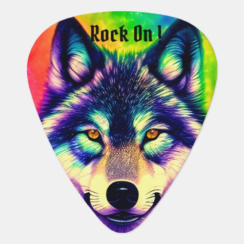 Personalized Tie Dye Wolf Hippie Psychedelic  Guitar Pick