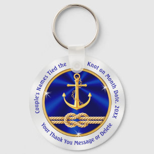 Personalized Tie the Knot Wedding Favors Nautical Keychain
