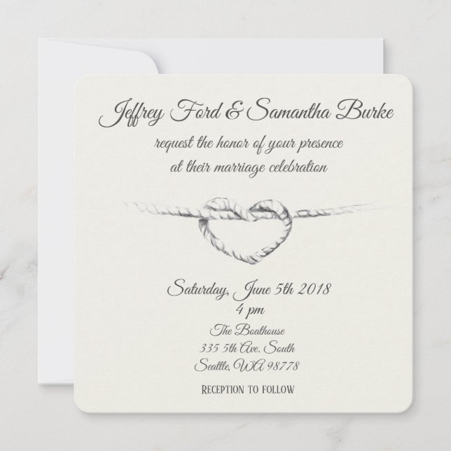 Personalized Tie the Knot wedding invitation (Front)