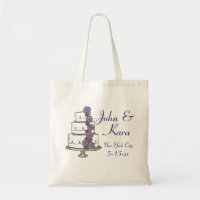 Personalized Tiered Wedding Cake w/ Flowers Tote