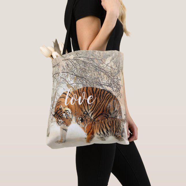 Personalized Tiger Family Tote Bag (Close Up)