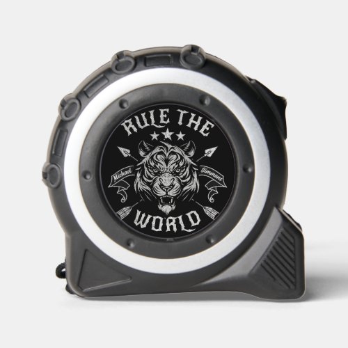 Personalized Tiger Head Rule the World Black Tape Measure