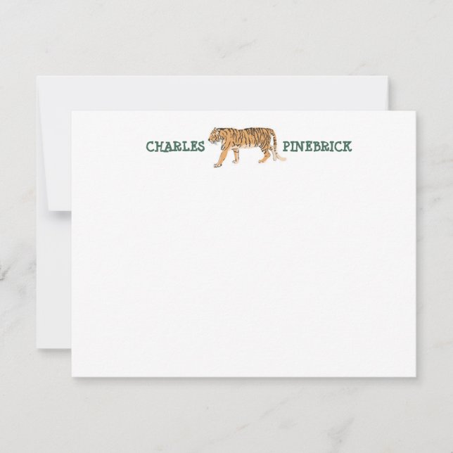Personalized Tiger Note Card (Front)