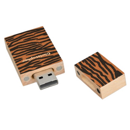Personalized Tiger Skin Pattern Wood Flash Drive