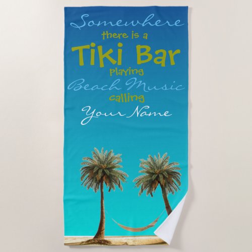 Personalized Tiki Bar Plush Extra Large Beach Towel