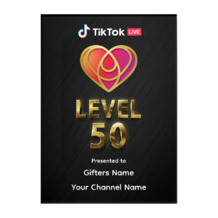 Personalized TikTok live Level 50 Plaque: Custom S Acrylic Print
