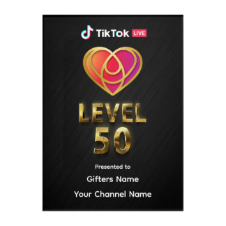 Personalized TikTok live Level 50 Plaque: Custom S Acrylic Print