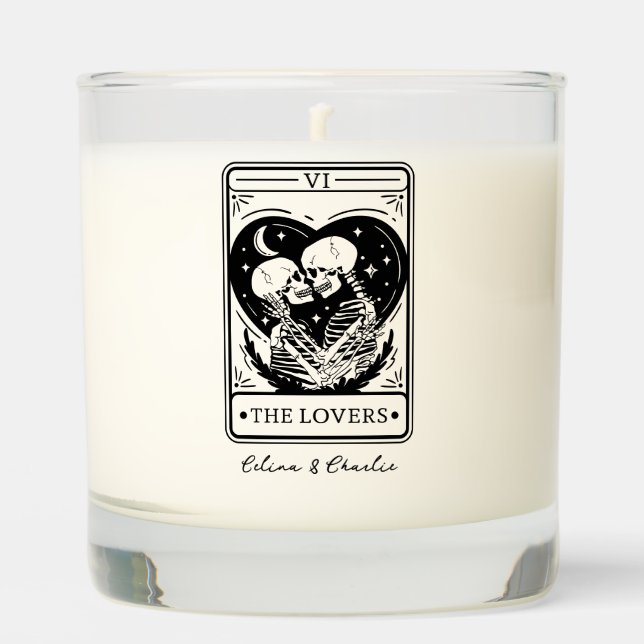 Personalized Til Death Lovers Tarot Wedding Candle (Front)