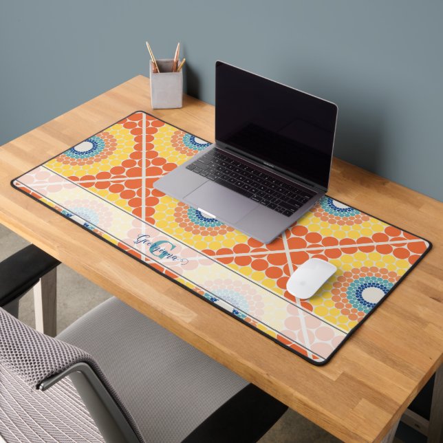 Personalized Tiled Aegean Summer Radiant Mandala Desk Mat (Office 2)
