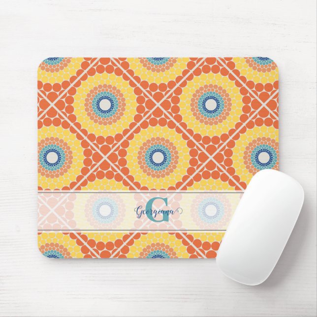 Personalized Tiled Aegean Summer Radiant Mandala Mouse Pad (With Mouse)