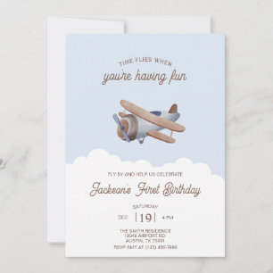 Personalized Time Flies Airplane Birthday party Invitation