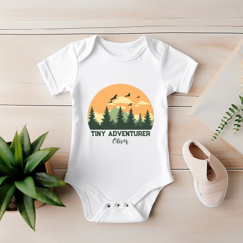 Personalized Tiny Adventurer Baby Bodysuit