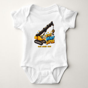 Personalized Tiny Heavy Lifter Crane Baby Bodysuit