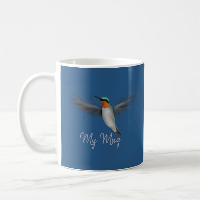 Personalized Tiny Illustrated Hummingbird Coffee Mug (Left)