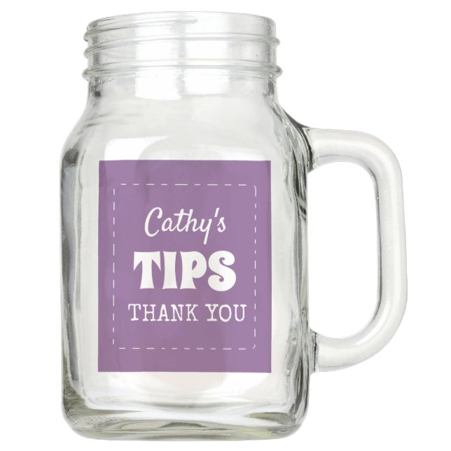 Personalized Tips Purple Name Jar (Front)