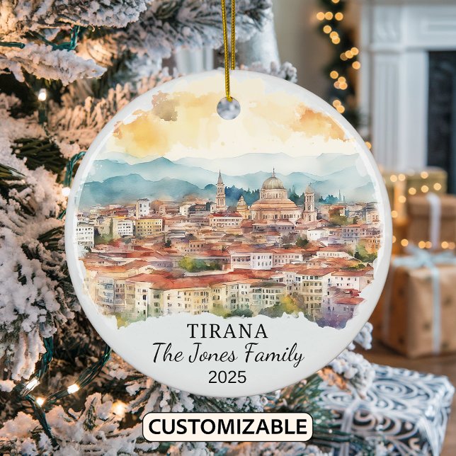 Personalized Tirana Ornament, Albania Gift Ceramic Ornament (Creator Uploaded)