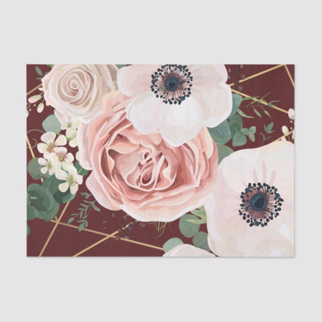 Personalized Tissue Paper Geometric Garden Wine (Front)