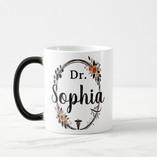personalized Title & Name Floral Gift for friends Color Morph Mug