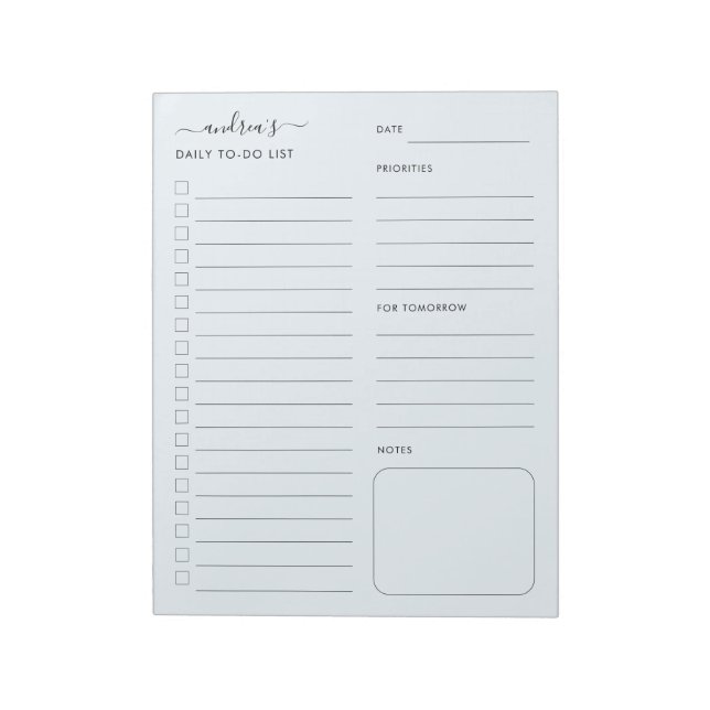 Personalized To-Do List Daily Notes Planner Blue (Rotated)