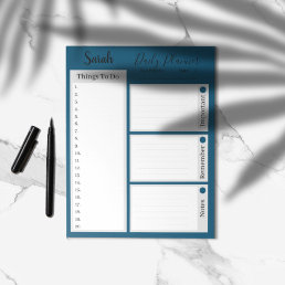 Personalized to do list Daily planner ocean blue Notepad