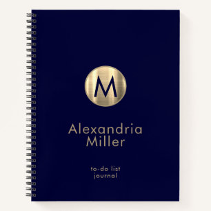 Personalized To-Do List Journal Navy Gold