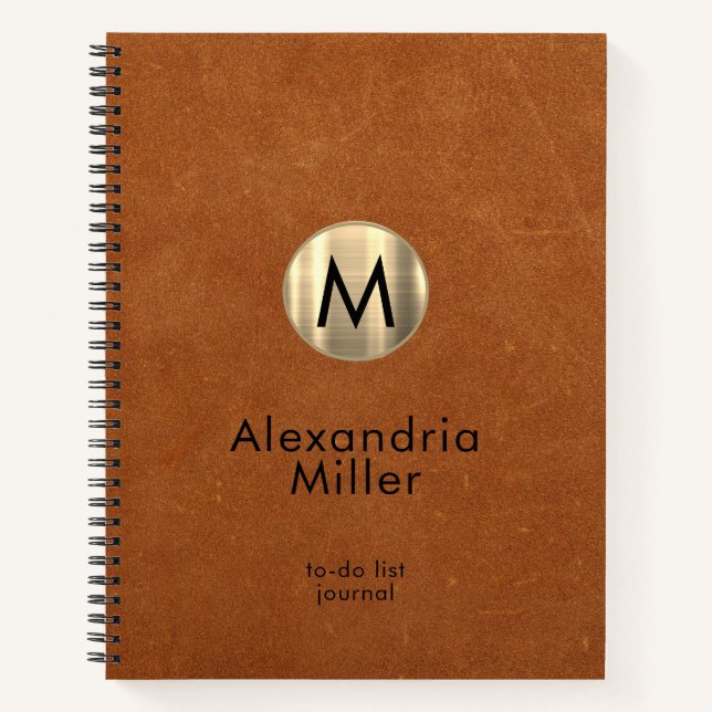 Personalized To-Do List Journal Sable Leather (Front)