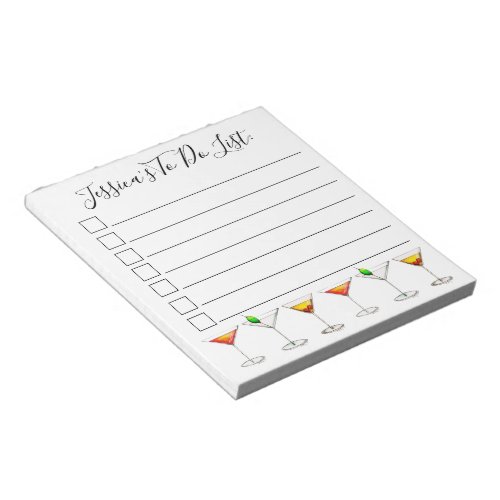 Personalized To Do List Martini Cosmo Manhattan Notepad