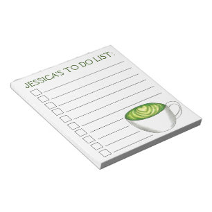 Personalized To Do List Matcha Green Tea Latte Notepad