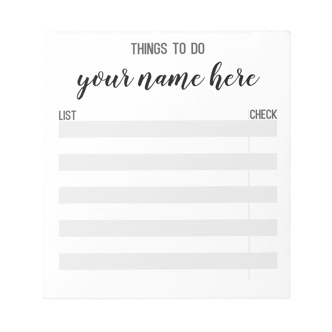 Personalized To Do List Notepad Zazzle