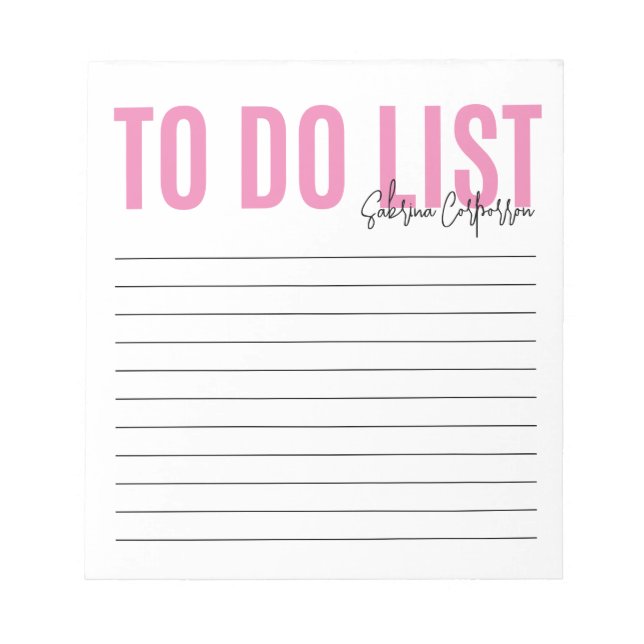 Personalized To Do List | Pink Notepad (Front)